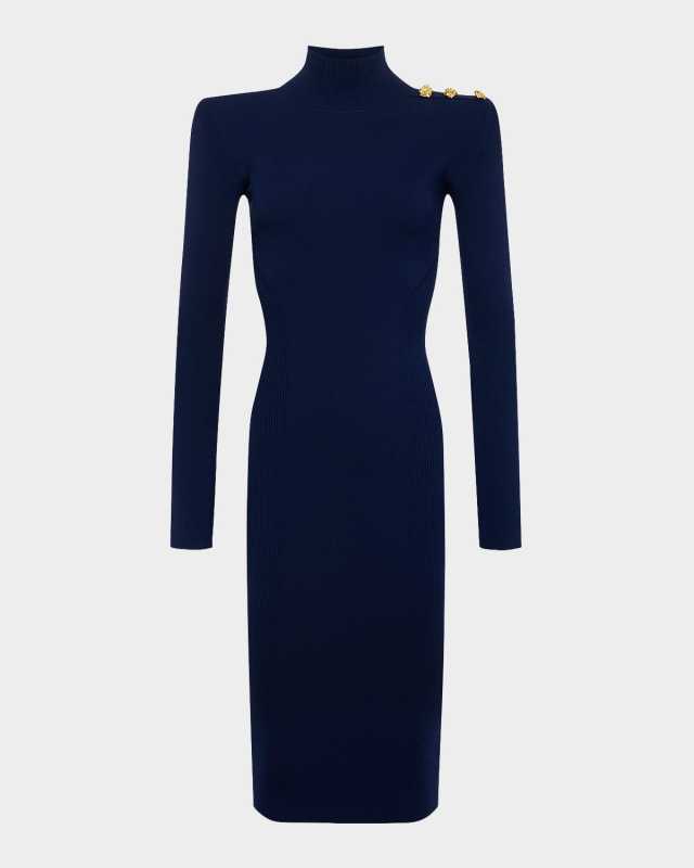 Larelle Mock-Neck Ribbed Bodycon Dress